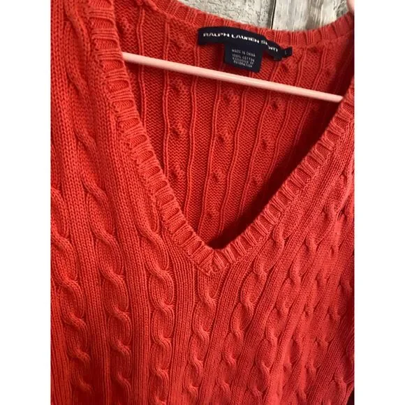 Ralph Lauren Sport orange sweater L 100% Cotton - Picture 5 of 6